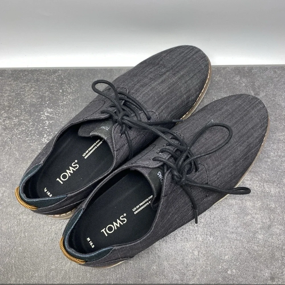 TOMS Navi Oxford Dress Comfort Shoes Men's US 10.5 Black Denim Style 10015042
